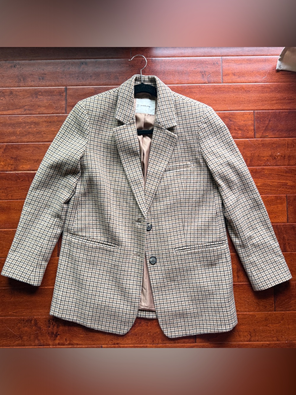 Everlane Oversized Beige Plaid Blazer